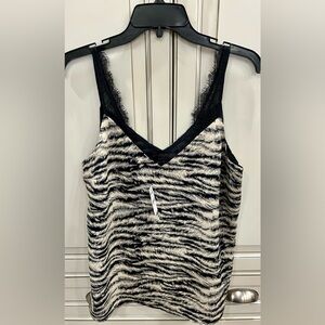 NWT EXPRESS Black & White Print Dressy Tank Camisole Sleeveless  Blouse Size Med